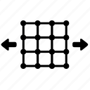 arrows, grid, horizontal, object, resize, wide
