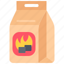 bag, coal, fire, bbq, barbecue, cooking, food