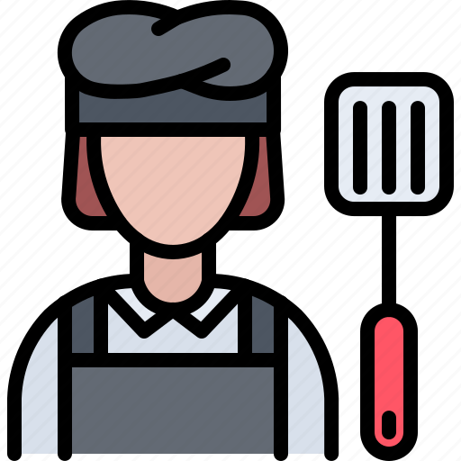 Chef, woman, spatula, bbq, barbecue, cooking, food icon - Download on Iconfinder