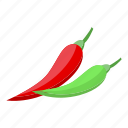 red, green, pepper, isometric 