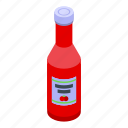 ketchup, bottle, isometric, sauce 