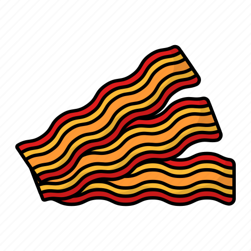 Bacon strips, slice, hog salted, dried, strips, meat icon - Download on Iconfinder