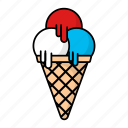 ice cream, cone, ice cone, balls, scoops, tasty, delicious