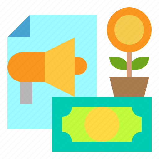 Megaphone, file, growth, currency icon - Download on Iconfinder