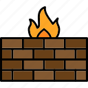 firewall, wall, fire, security, icon, cyber