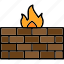 firewall, wall, fire, security, icon, cyber 