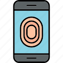 unlocked, fingerprint, scan, smartphone, verification, icon, cyber, security