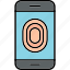 unlocked, fingerprint, scan, smartphone, verification, icon, cyber, security 