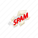 email, internet, isometric, junk, mail, spam, word
