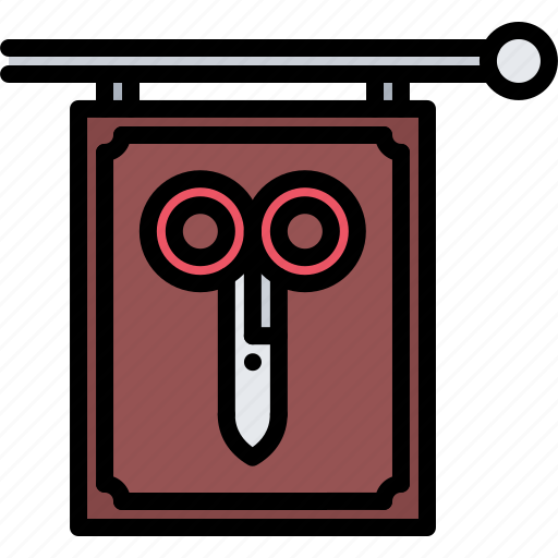Barber, barbershop, hair, hairstyle, scissors, sign, signboard icon - Download on Iconfinder