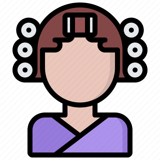 Barber, barbershop, bathrobe, curlers, hair, hairstyle, woman icon - Download on Iconfinder