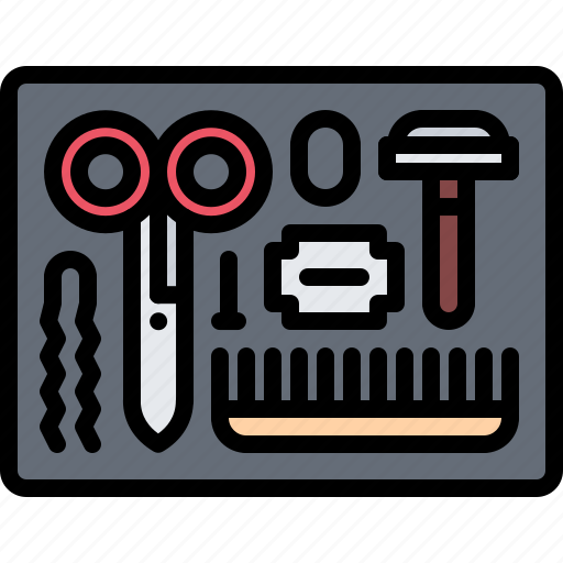 Barbershop, hair, hairbrush, hairstyle, razor, scissors, tool icon - Download on Iconfinder