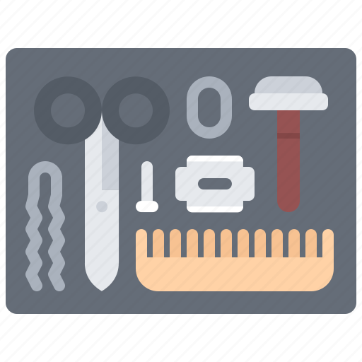 Barbershop, hair, hairbrush, hairstyle, razor, scissors, tool icon - Download on Iconfinder