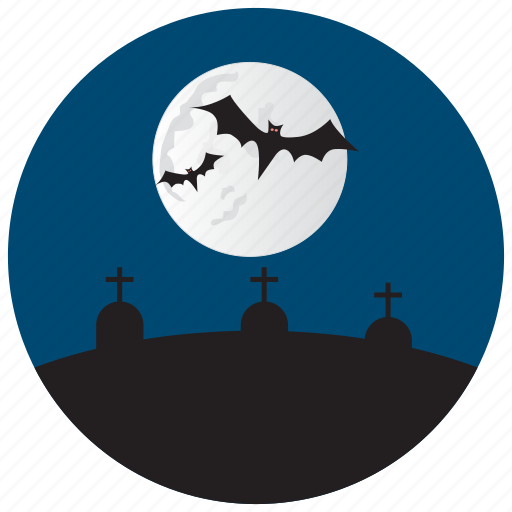 Bat, grave, halloween, moon, stones icon - Download on Iconfinder