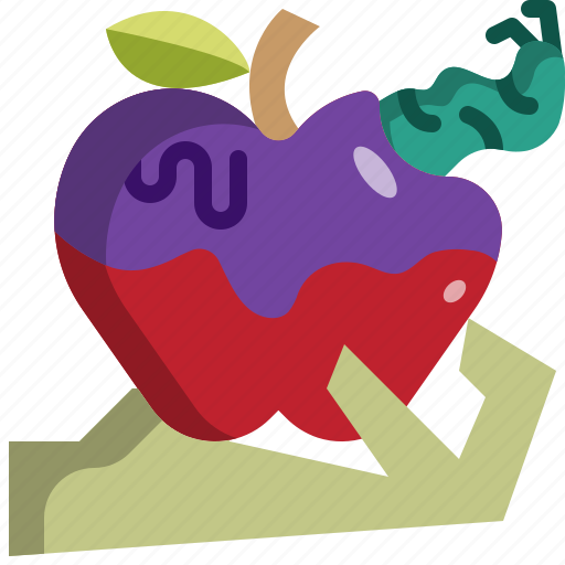 Apple, fruit, halloween, poison, rotten, worm icon - Download on Iconfinder