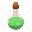 bottle, cartoon, chemistry, flask, green, isometric, potion 