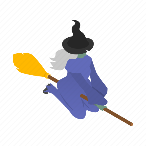 Broom, cartoon, chp42, flying, halloween, isometric, witch icon - Download on Iconfinder