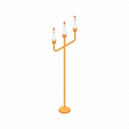 Candelabrum, candle, candlestick, cartoon, gold, isometric, stand icon - Download on Iconfinder