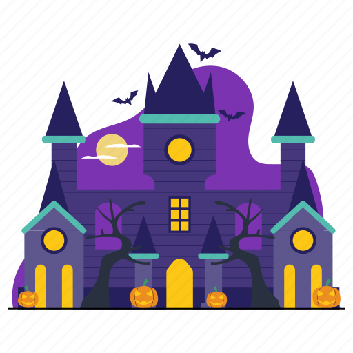 Vampire, castle, bat, spooky, halloween illustration - Download on Iconfinder