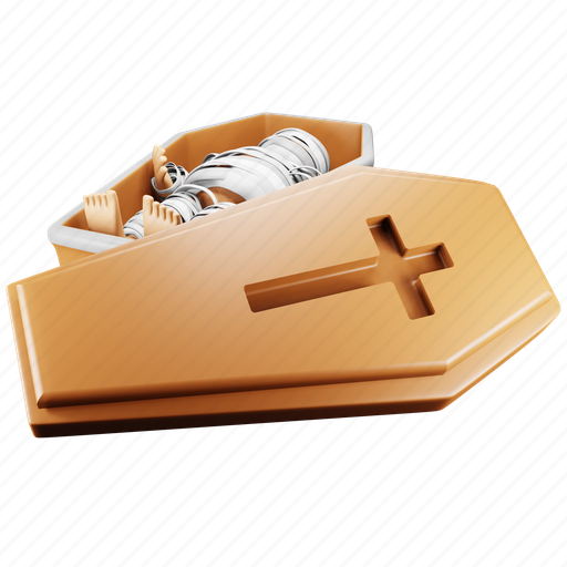 Coffin, box, halloween, dead, mummy, scary, mummified 3D illustration - Download on Iconfinder