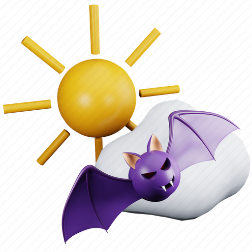 Sun, halloween, cloud, bat, weather 3D illustration - Download on Iconfinder
