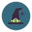 creepy, green, halloween, hat, spider, spooky, witch