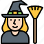 broom, halloween, magic, witch, woman 