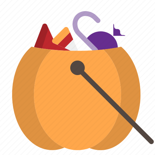 Scary, pumpkin, trick-or-treat, halloween, basket, candy, bag icon - Download on Iconfinder