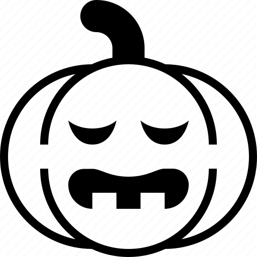 Emoji, pumpkin, scary, halloween, bored icon - Download on Iconfinder