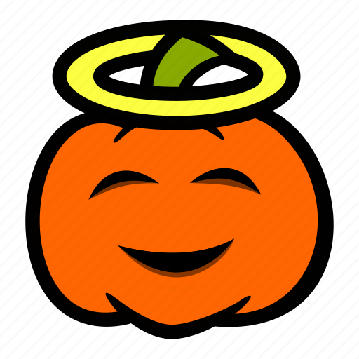 Angel, emoji, halloween, halo, pumpkin icon - Download on Iconfinder