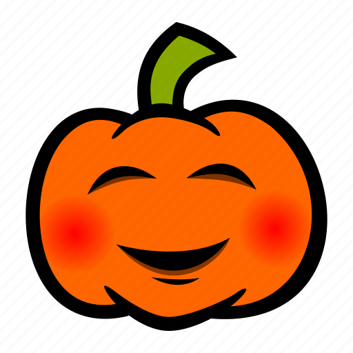 Blushing, emoji, halloween, pumpkin icon - Download on Iconfinder
