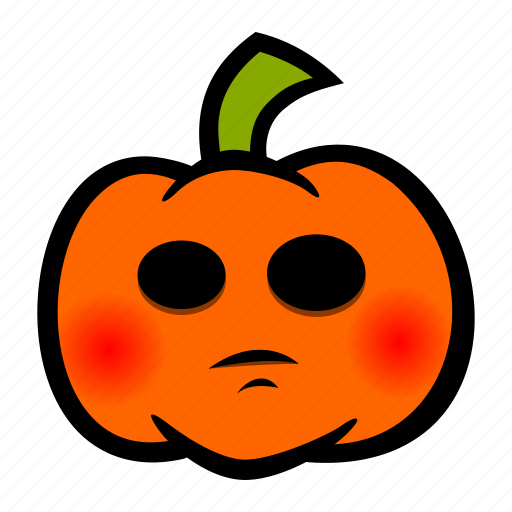 Blush, embarrassed, emoji, halloween, pumpkin icon - Download on Iconfinder