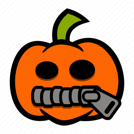 Emoji, halloween, pumpkin, secret, zipped icon - Download on Iconfinder