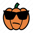 cool, emoji, halloween, hmm, sunglasses, jack-o-lantern, pumpkin