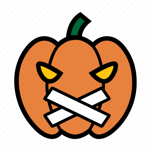 Emoji, halloween, quiet, silence, smiley, jack-o-lantern, pumpkin icon - Download on Iconfinder
