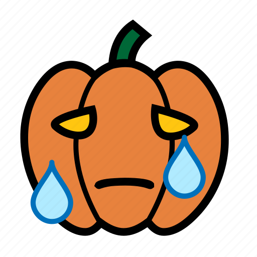 Emoji, halloween, sad, tear, weep, jack-o-lantern, pumpkin icon - Download on Iconfinder