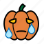 emoji, halloween, sad, tear, weep, jack-o-lantern, pumpkin 