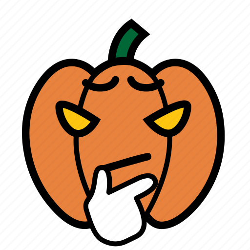 Considering, emoji, halloween, smiley, thinkging, jack-o-lantern, pumpkin icon - Download on Iconfinder