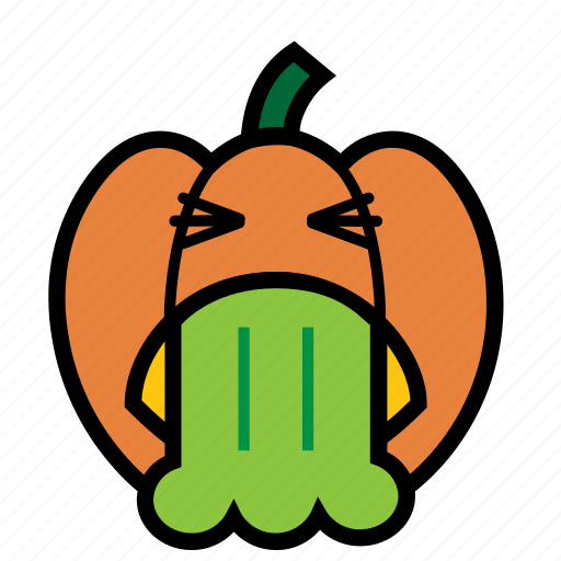 Disgusting, emoji, halloween, smiley, vomit, jack-o-lantern, pumpkin icon - Download on Iconfinder