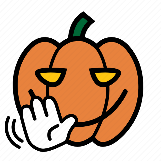 Bye, emoji, halloween, hi, wave, jack-o-lantern, pumpkin icon - Download on Iconfinder