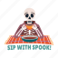 drinking, skeleton, beverage, spooky, scary, typography 