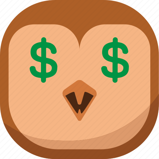 Bird, dollar, emoji, emoticon, money, owl, smiley icon - Download on Iconfinder