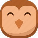 bird, emoji, emoticon, happy, owl, smile, smiley
