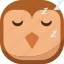 bird, emoji, emoticon, owl, sleep, sleepy, smiley 