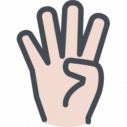 Counting, digits, enumerate, finger, four fingers, hand, four icon - Download on Iconfinder