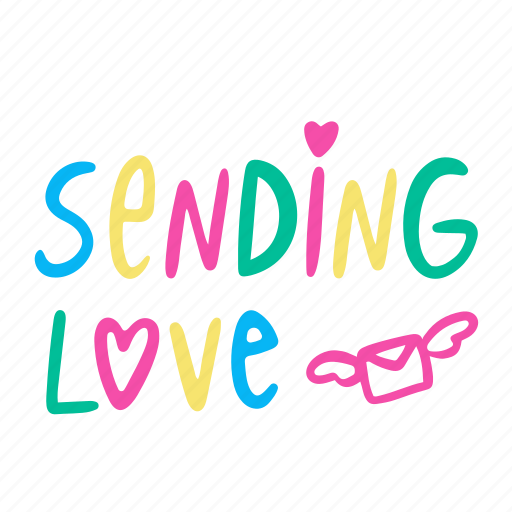 Sending love, colorful, hand written, lettering, calligraphy, love, word icon - Download on Iconfinder
