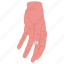 relaxed, hand, fist, open, palm, unclenched, dead, hanging 