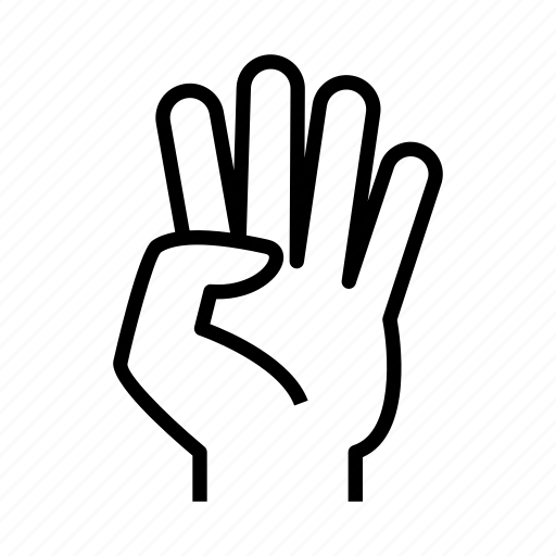 Hand, four, finger, gesture icon - Download on Iconfinder