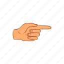 cartoon, finger, forefinger, gesture, hand, point, sign