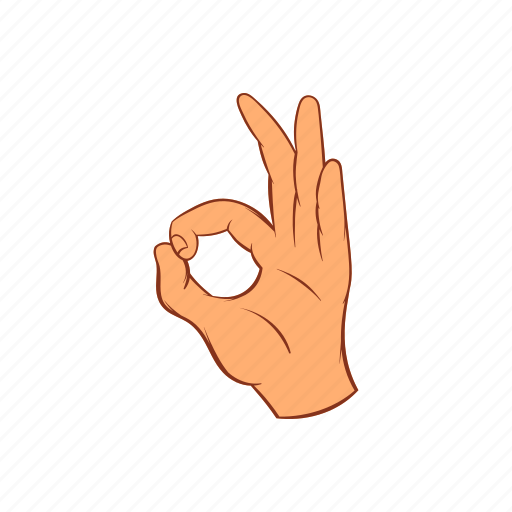 Cartoon, finger, hand, ok, okay, sign, success icon - Download on Iconfinder